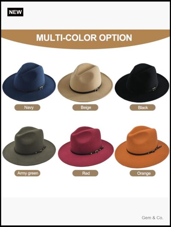 Classic Wool Felt Fedora Hat with Belt Buckle Bucket Hat